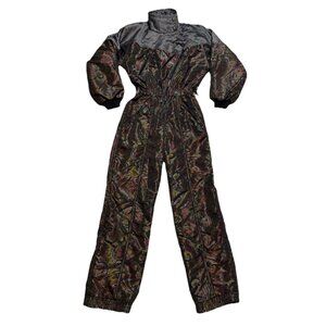 Peter Steinebronn Asics 1980's Vintage Ski Suit Snowsuit Mettalic Paisley